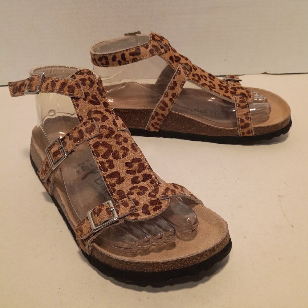 BIRKENSTOCK BETULA Women's Sz 37EU/6US 240 Cheetah Print Hide Strappy Sandals